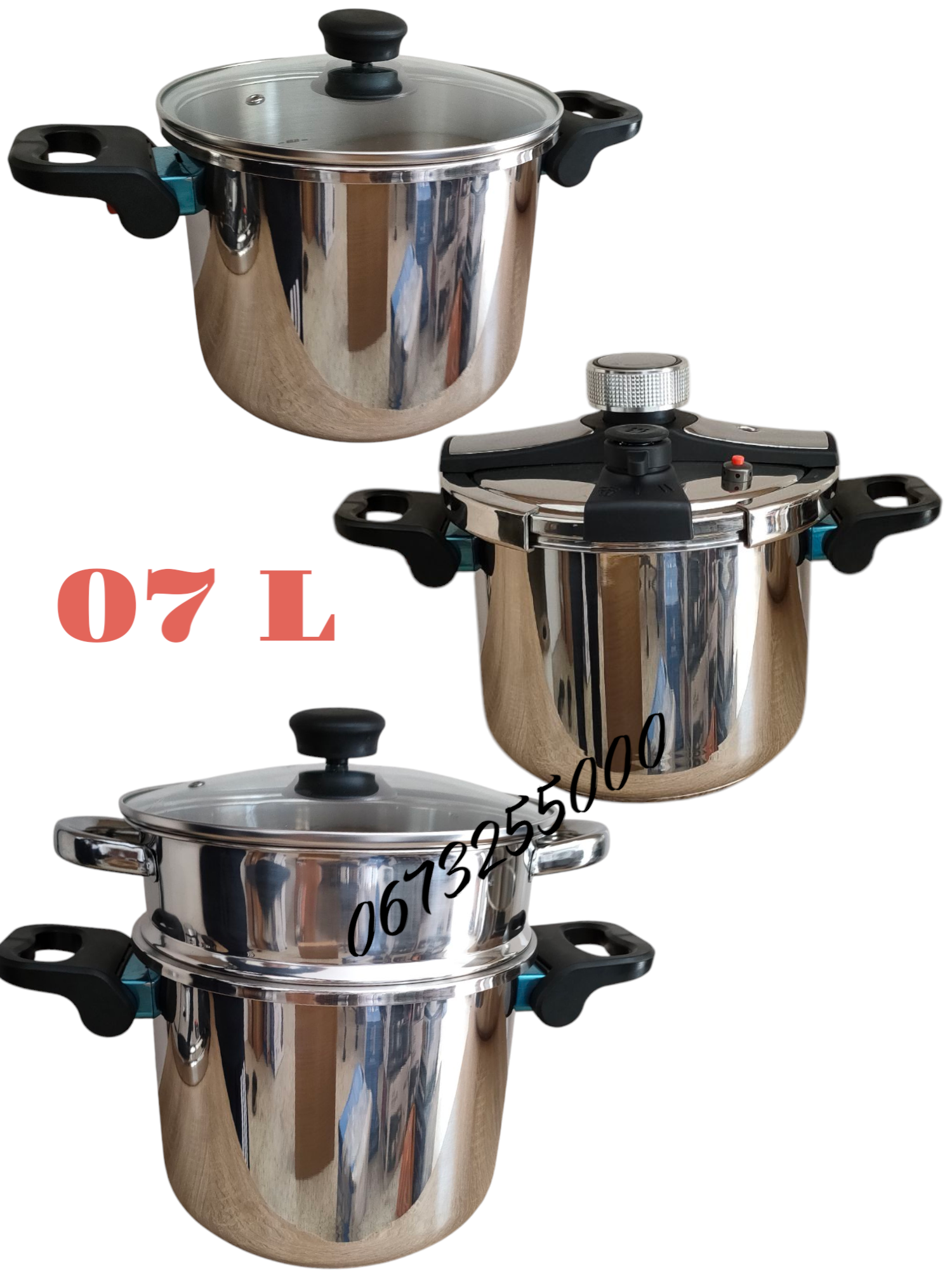 Cocotte 7+5L 4psc 6+4 forsa inox طنجرة الطهي 4