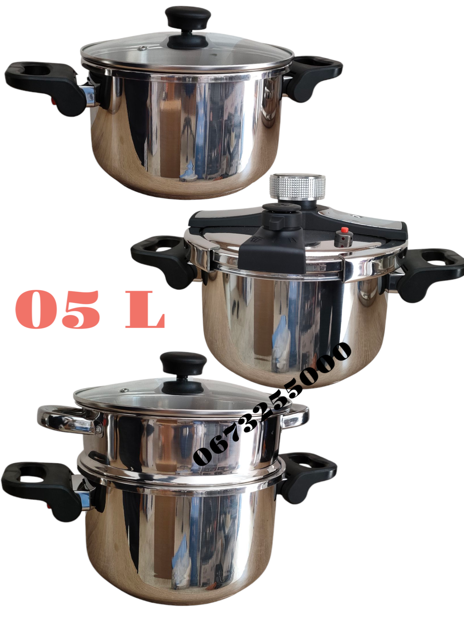 Cocotte 7+5L 4psc 6+4 forsa inox طنجرة الطهي 5